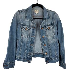 J. Crew Denim Jacket Light Wash Distressed Cotton Trucker Jean Jacket Small S